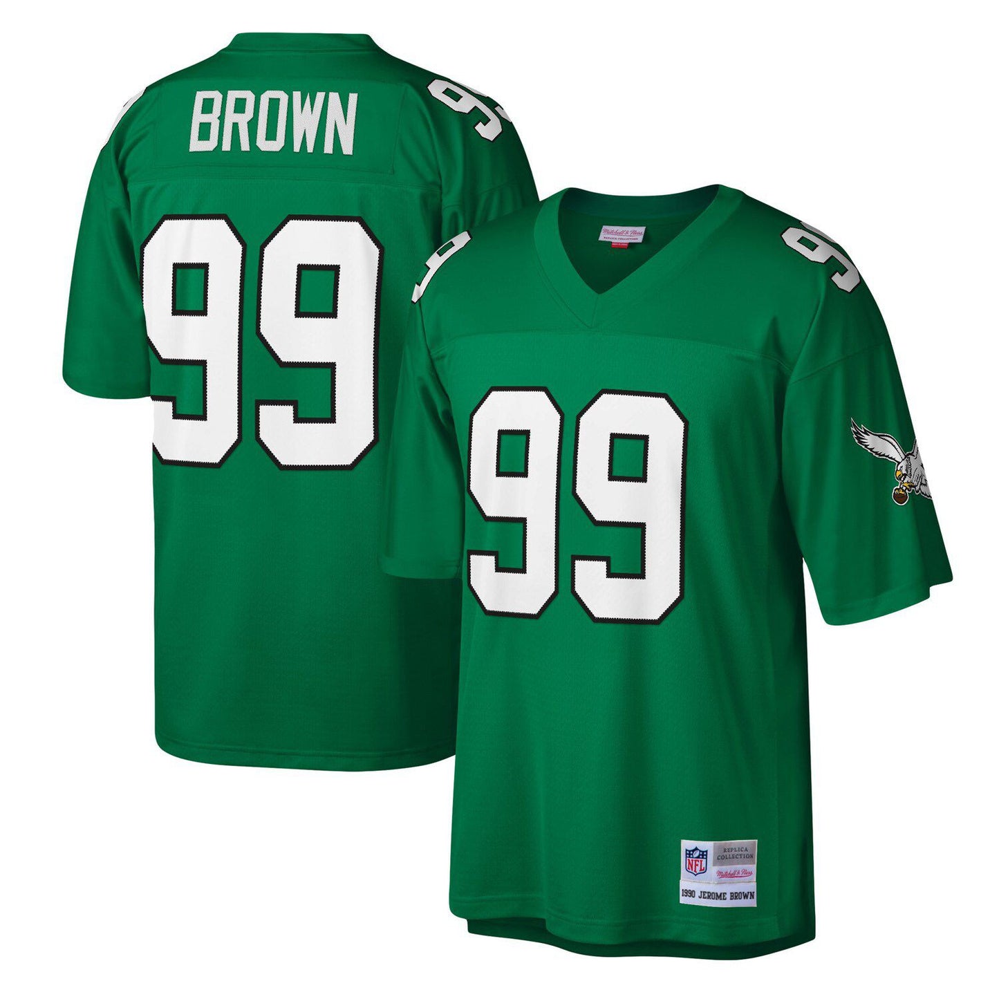 Men's Mitchell & Ness Jerome Brown Kelly Green Philadelphia Eagles Legacy Replica Jersey