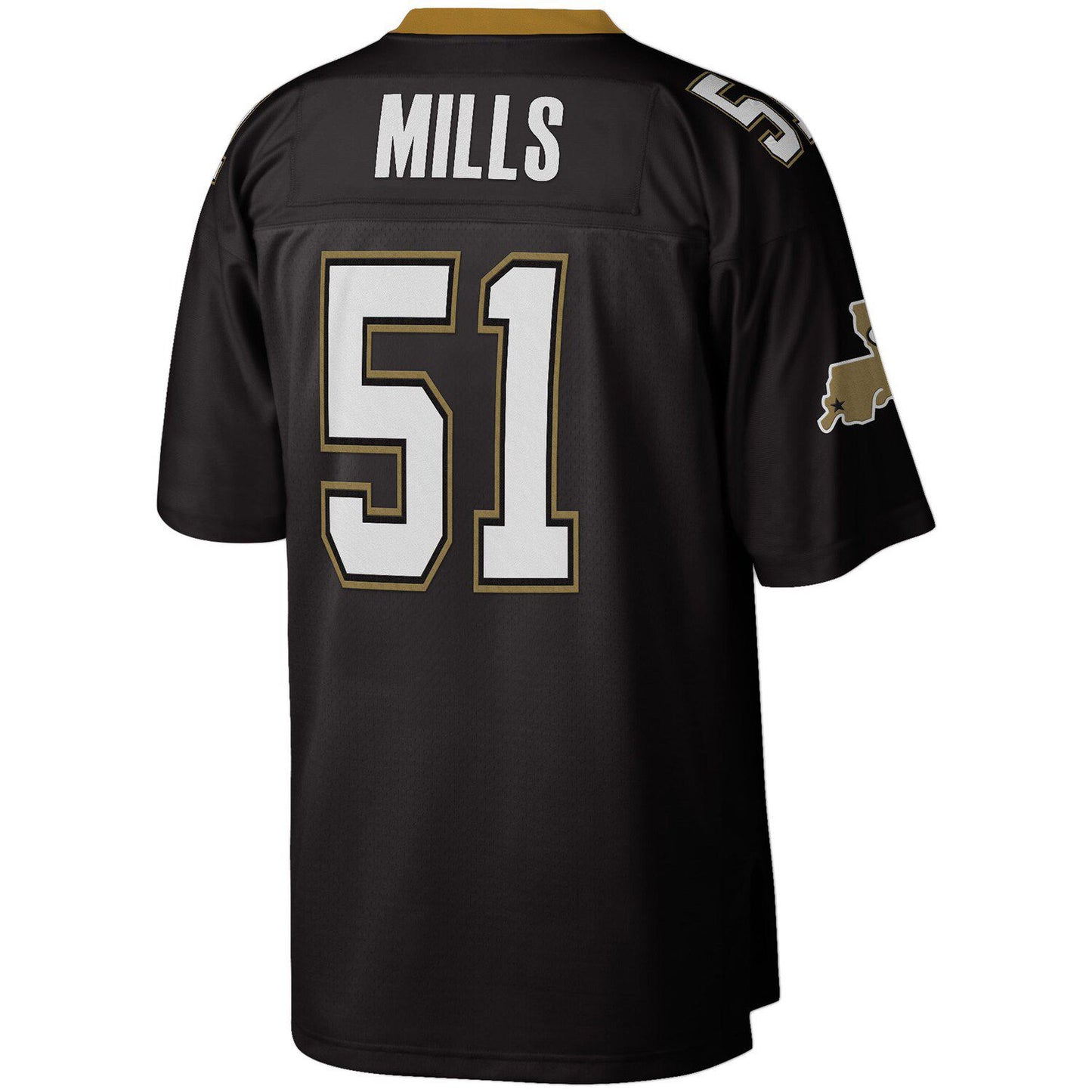 Men's Mitchell & Ness Sam Mills Black New Orleans Saints 1987 Legacy Replica Jersey