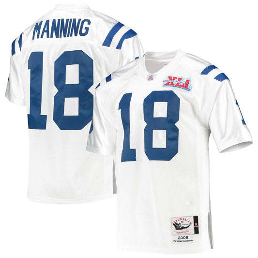 Men's Mitchell & Ness Peyton Manning White Indianapolis Colts 2006 Super Bowl XLI Authentic Retired Player Jersey