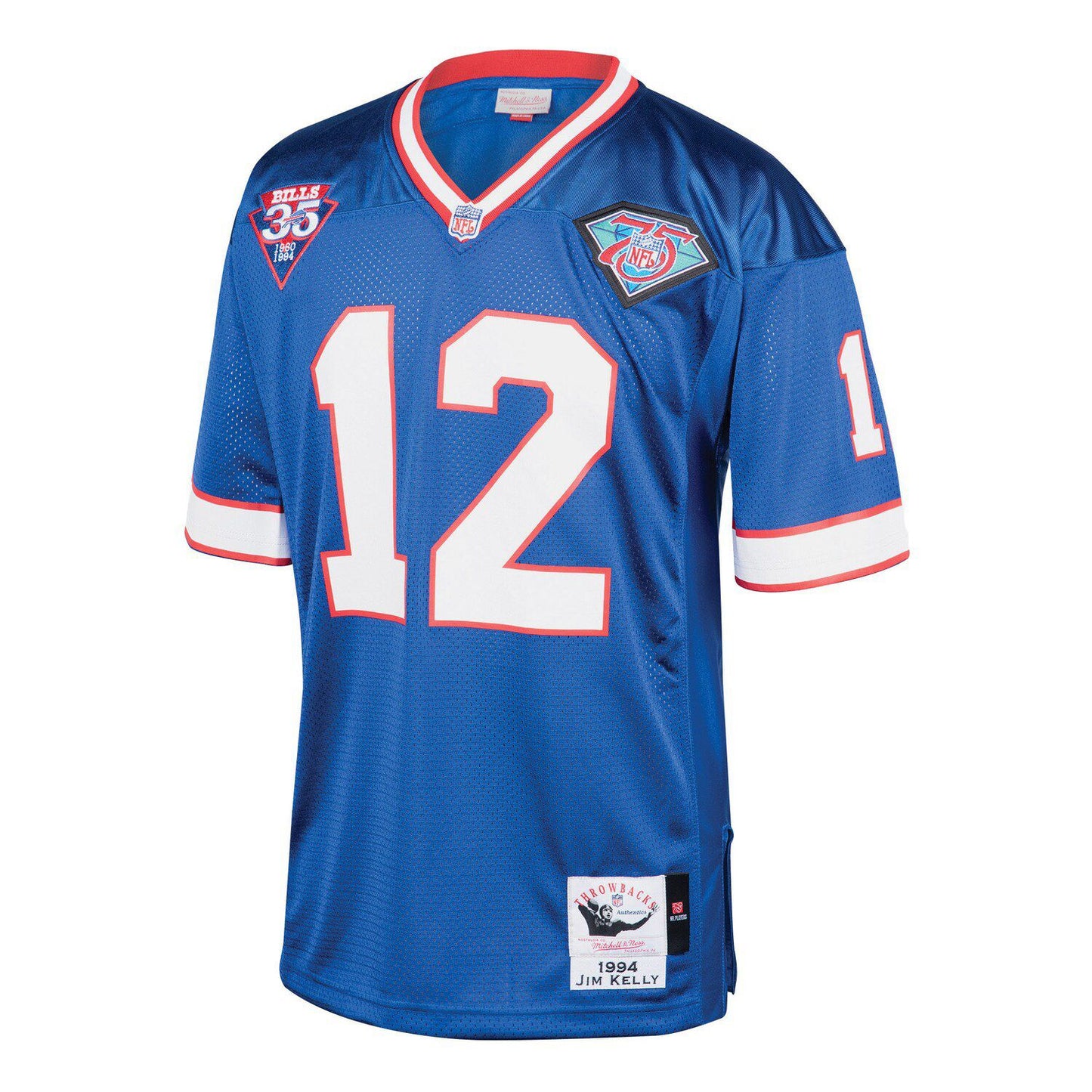 Men's Mitchell & Ness Jim Kelly Royal Buffalo Bills 1994 Authentic Throwback Retired Player Jersey