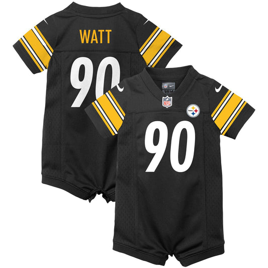 Infant Nike T.J. Watt Black Pittsburgh Steelers Game Romper Jersey