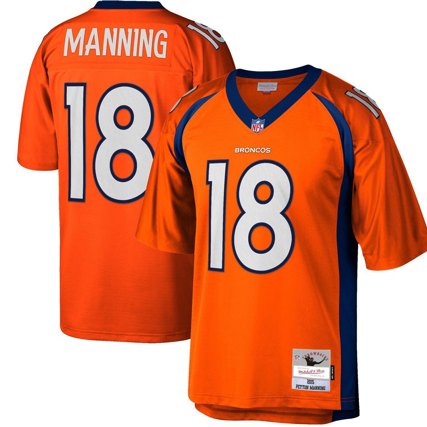 Men's Mitchell & Ness Peyton Manning Orange Denver Broncos Big & Tall 2015 Retired Player Replica Jersey