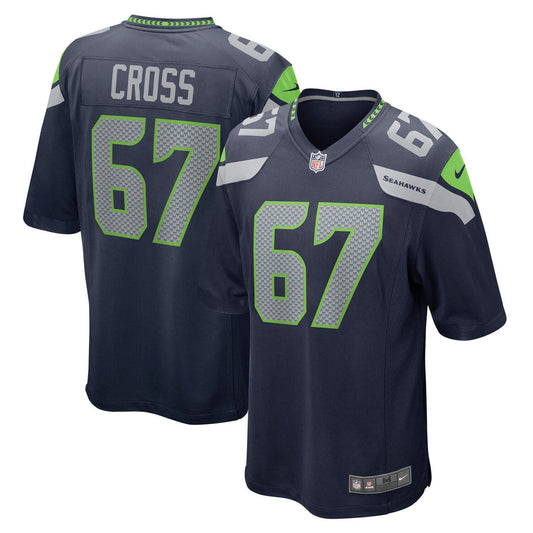 Men's Nike Charles Cross College Navy Seattle Seahawks 2022 NFL Draft First Round Pick Game Jersey