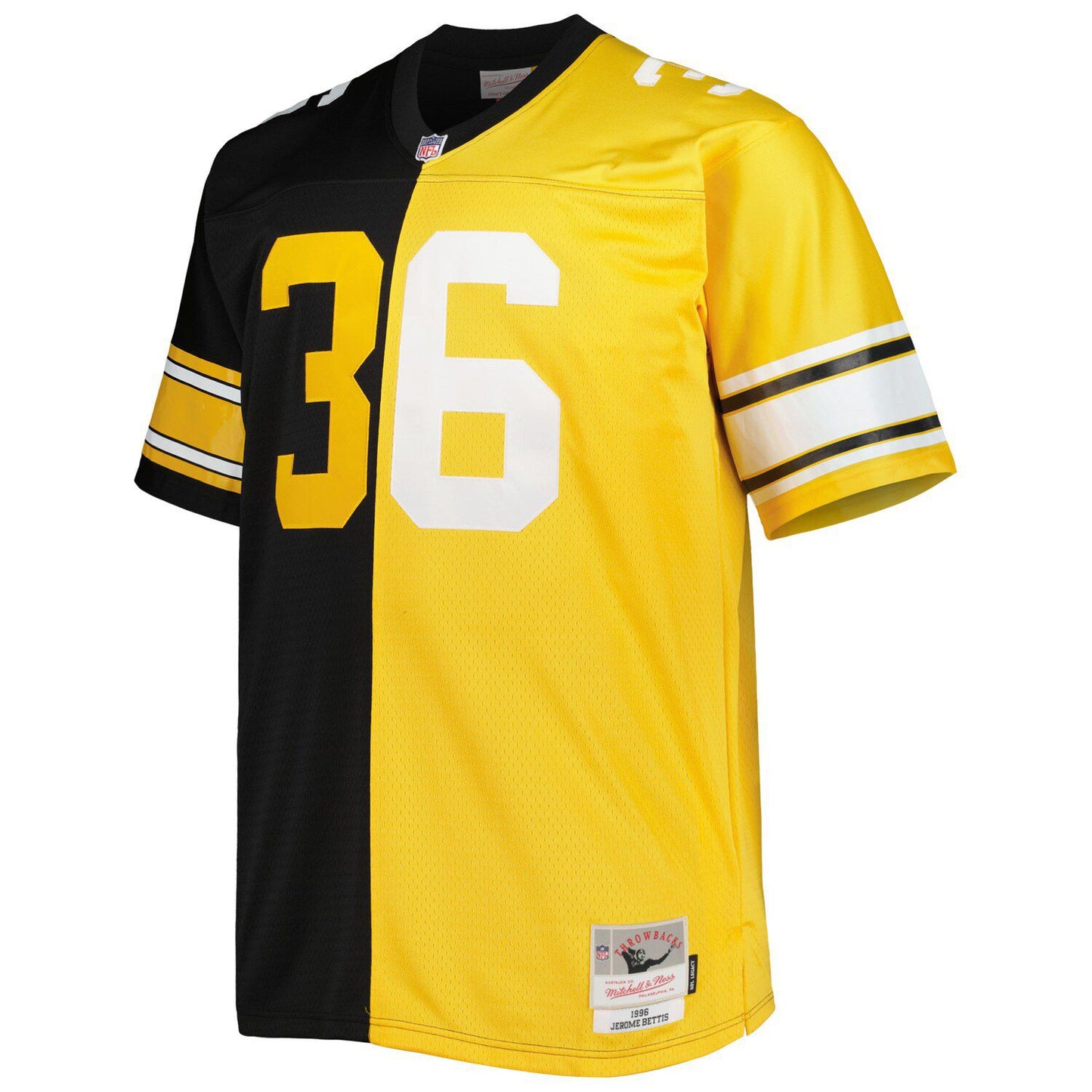 Men's Mitchell & Ness Jerome Bettis Black/Gold Pittsburgh Steelers Big & Tall Split Legacy Retired Player Replica Jersey