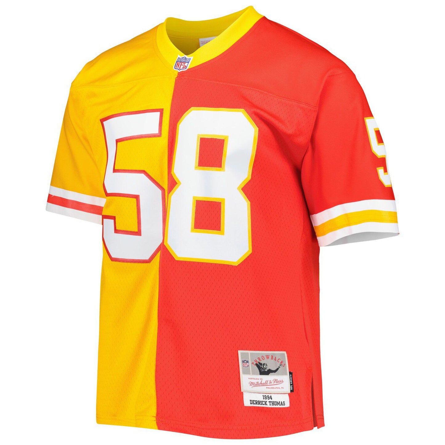 Men's Mitchell & Ness Derrick Thomas Red/Gold Kansas City Chiefs 1994 Split Legacy Replica Jersey