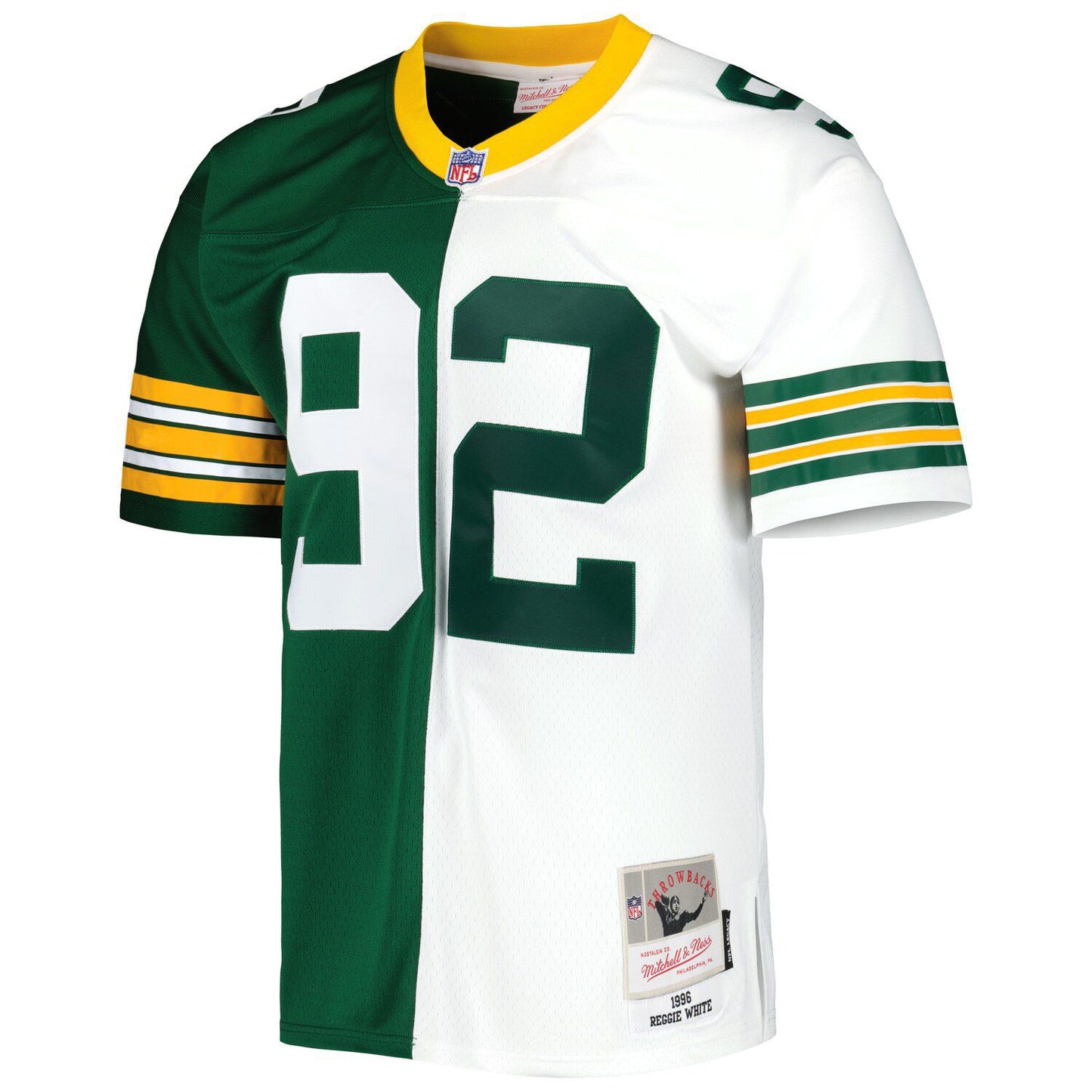 Men's Mitchell & Ness Reggie White Green/White Green Bay Packers 1996 Split Legacy Replica Jersey