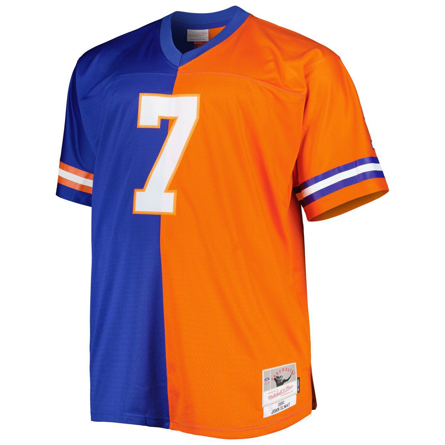 Men's Mitchell & Ness John Elway Royal/Orange Denver Broncos Big & Tall Split Legacy Retired Player Replica Jersey