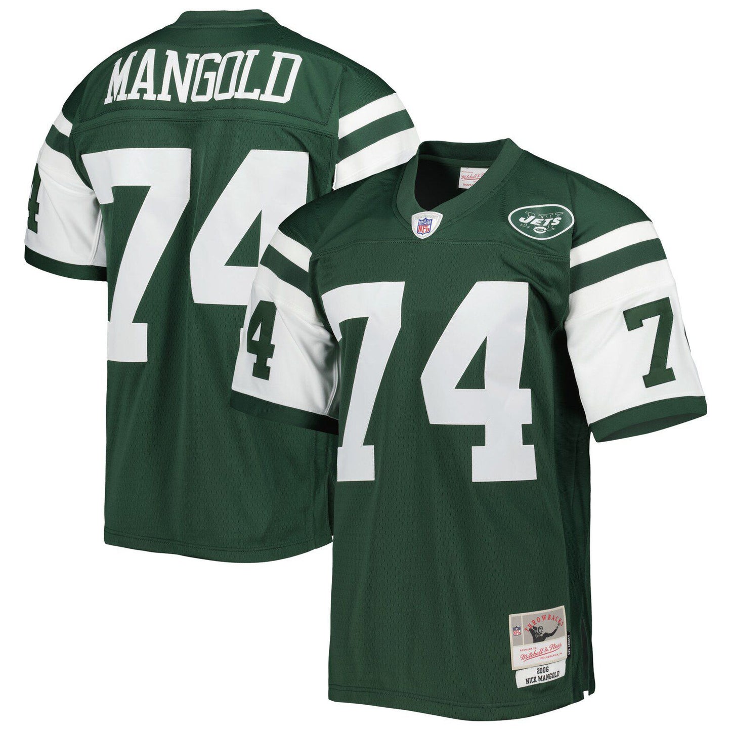 Men's Mitchell & Ness Nick Mangold Green New York Jets 2006 Legacy Replica Jersey