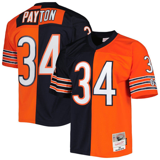 Men's Mitchell & Ness Walter Payton Navy/Orange Chicago Bears 1985 Split Legacy Replica Jersey