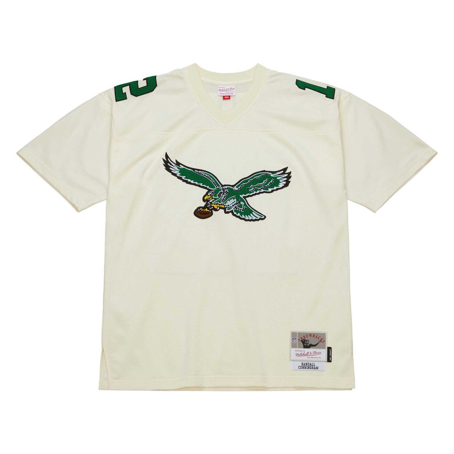 Men's Mitchell & Ness Randall Cunningham Cream Philadelphia Eagles Chainstitch Legacy Jersey