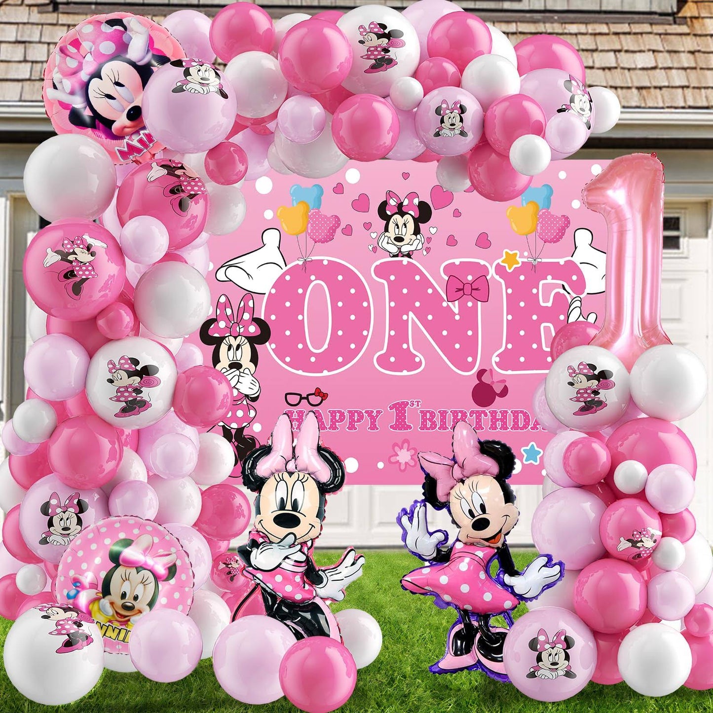 126Pcs Minnie Birthday Party Supplies Minnie Balloon Garland Arch Kit