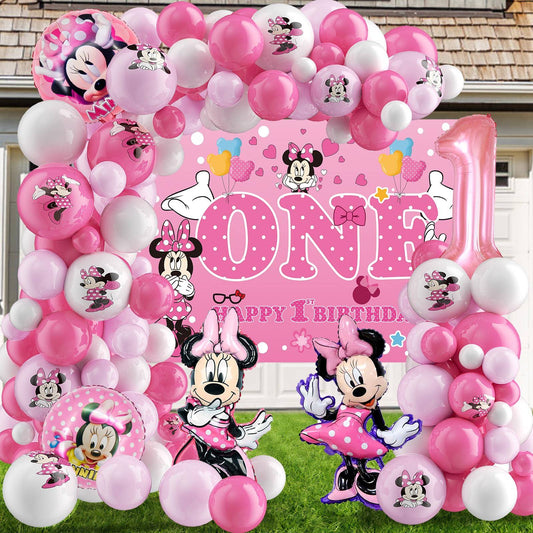 126Pcs Minnie Birthday Party Supplies Minnie Balloon Garland Arch Kit